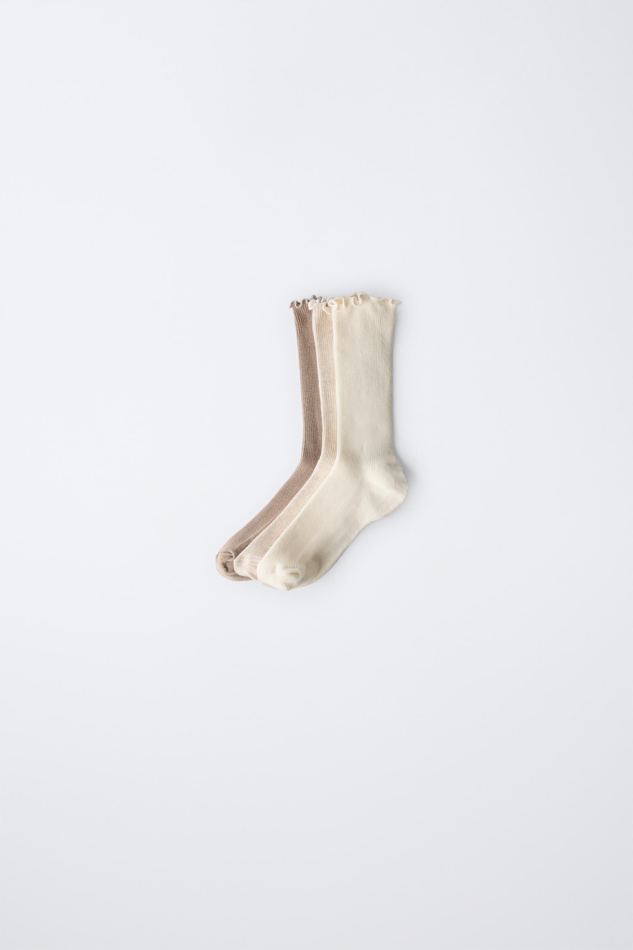 LOT DE TROIS PAIRES CHAUSSETTES HAUTES EN VELOURS BOUCLÉ